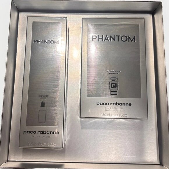 Paco Rabanne Phantom Eau de Toilette 2 pc Set (150ml Bottle+200ml Refill Bottle) - Picture 1 of 3